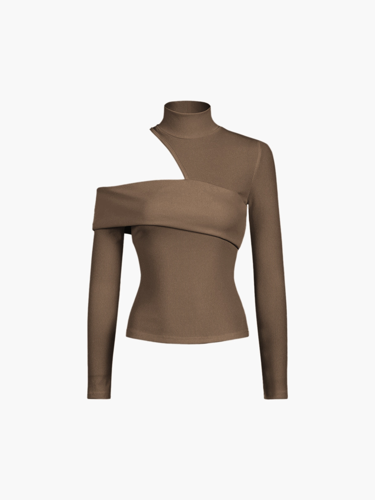 Fudus | Gesäßausschnitt Schräg Cutout Rib Langarm Strickoberteil
