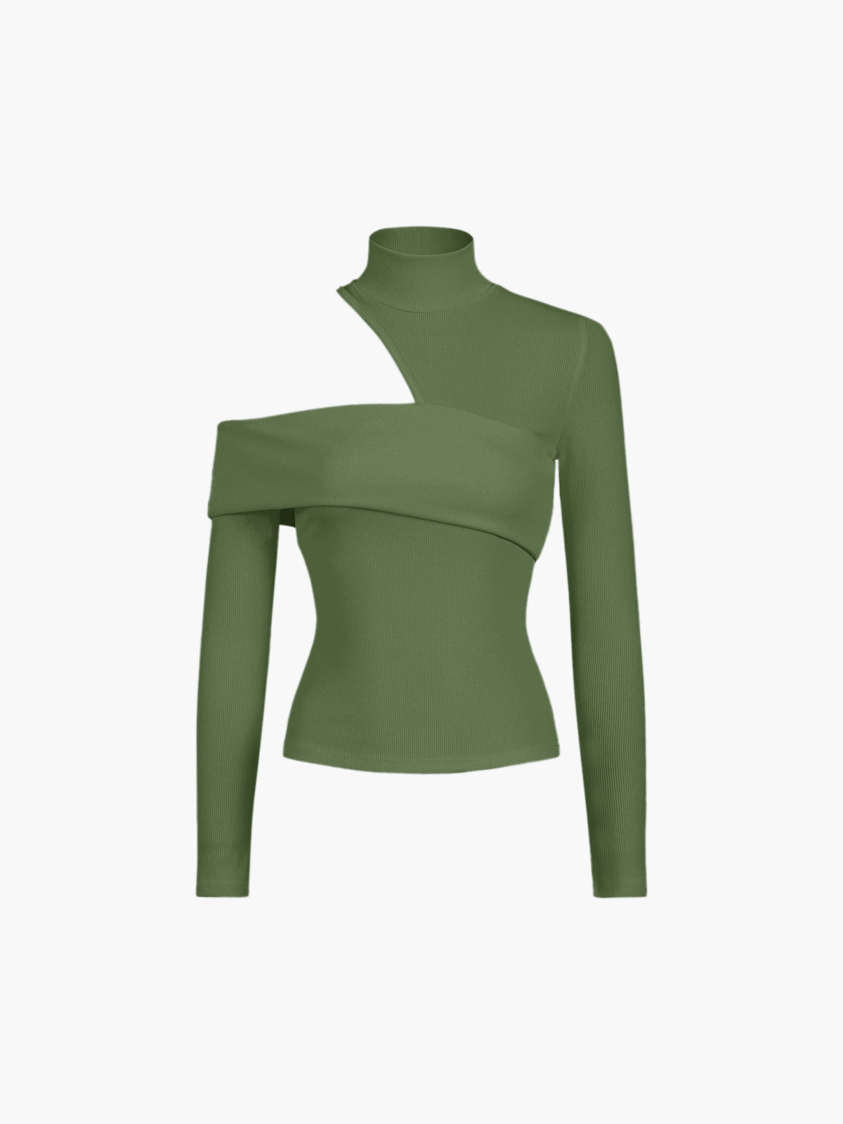 Fudus | Gesäßausschnitt Schräg Cutout Rib Langarm Strickoberteil
