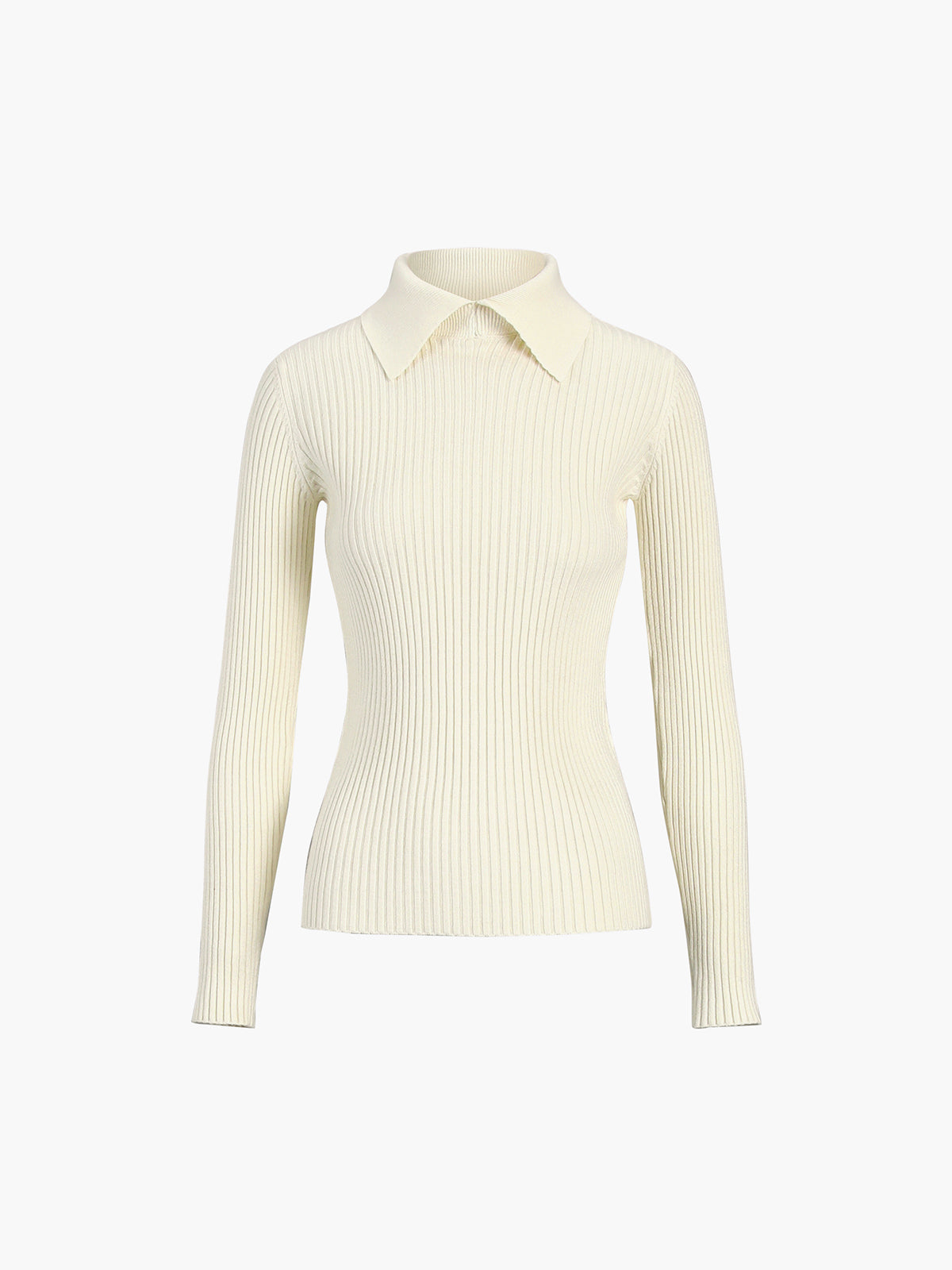 Fudus | Vanille Polo Langarm Strickoberteil