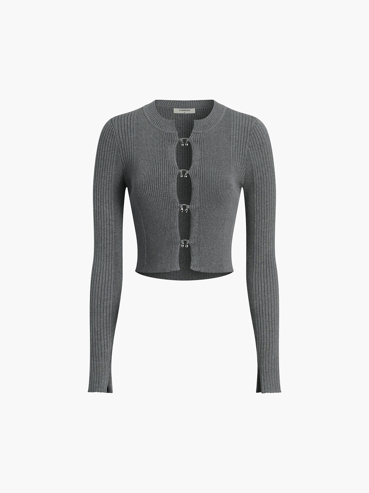 Fudus | Ausschnitt Split Perlen Detail Rippstrick Oberteil