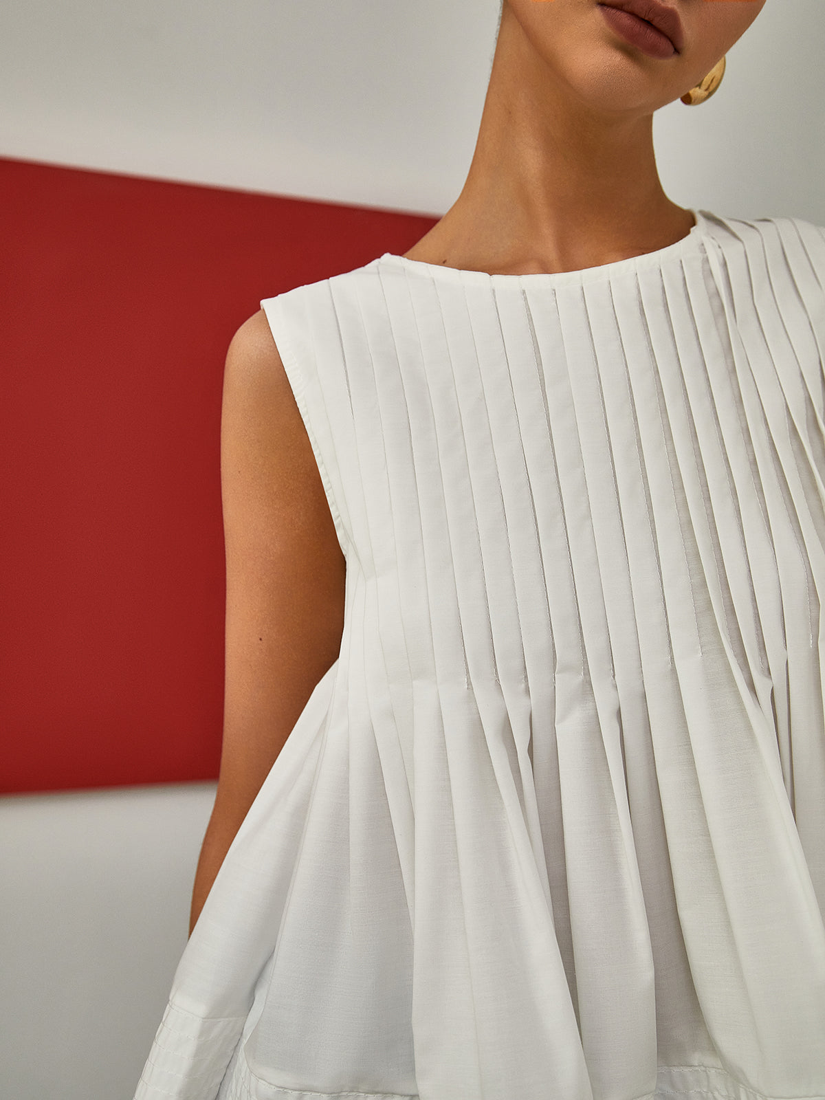 Fudus | Faltiger Peplum Ärmelloser Bluse