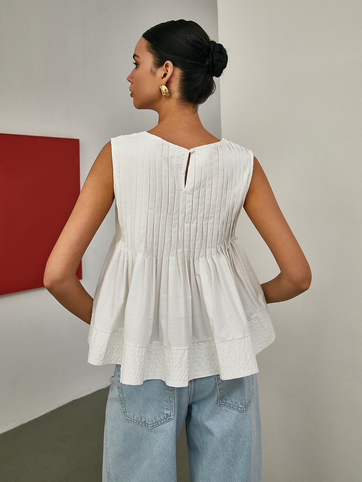 Fudus | Faltiger Peplum Ärmelloser Bluse