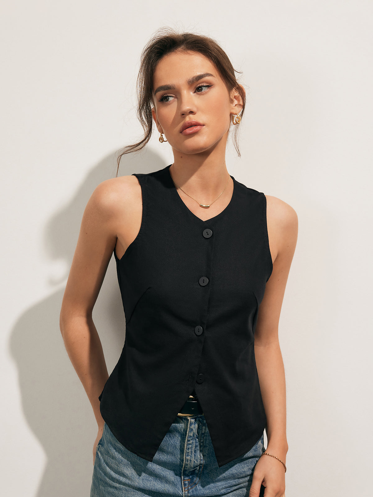 Fudus | Leinenmischung Button up Tanktop