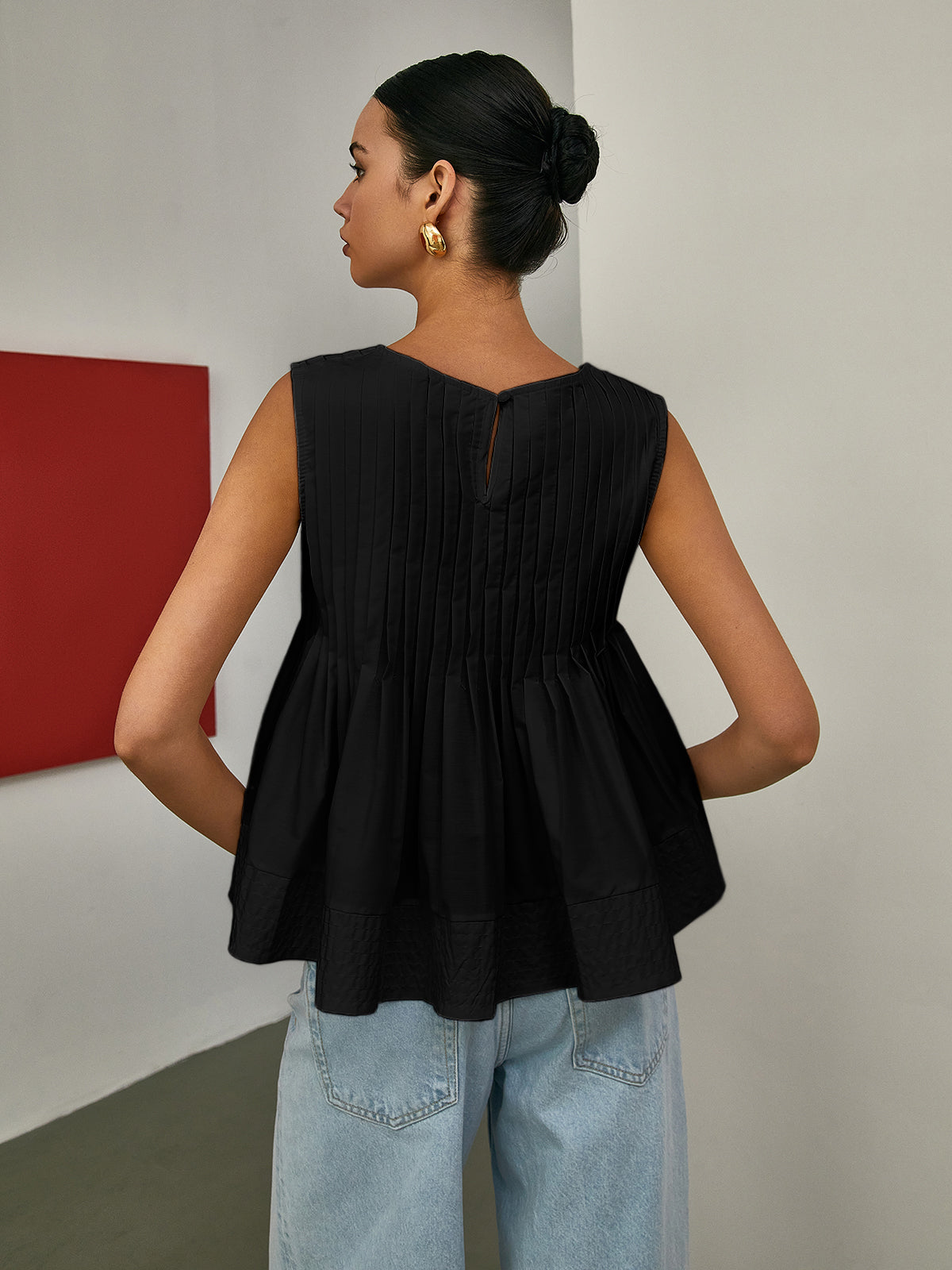 Fudus | Faltiger Peplum Ärmelloser Bluse
