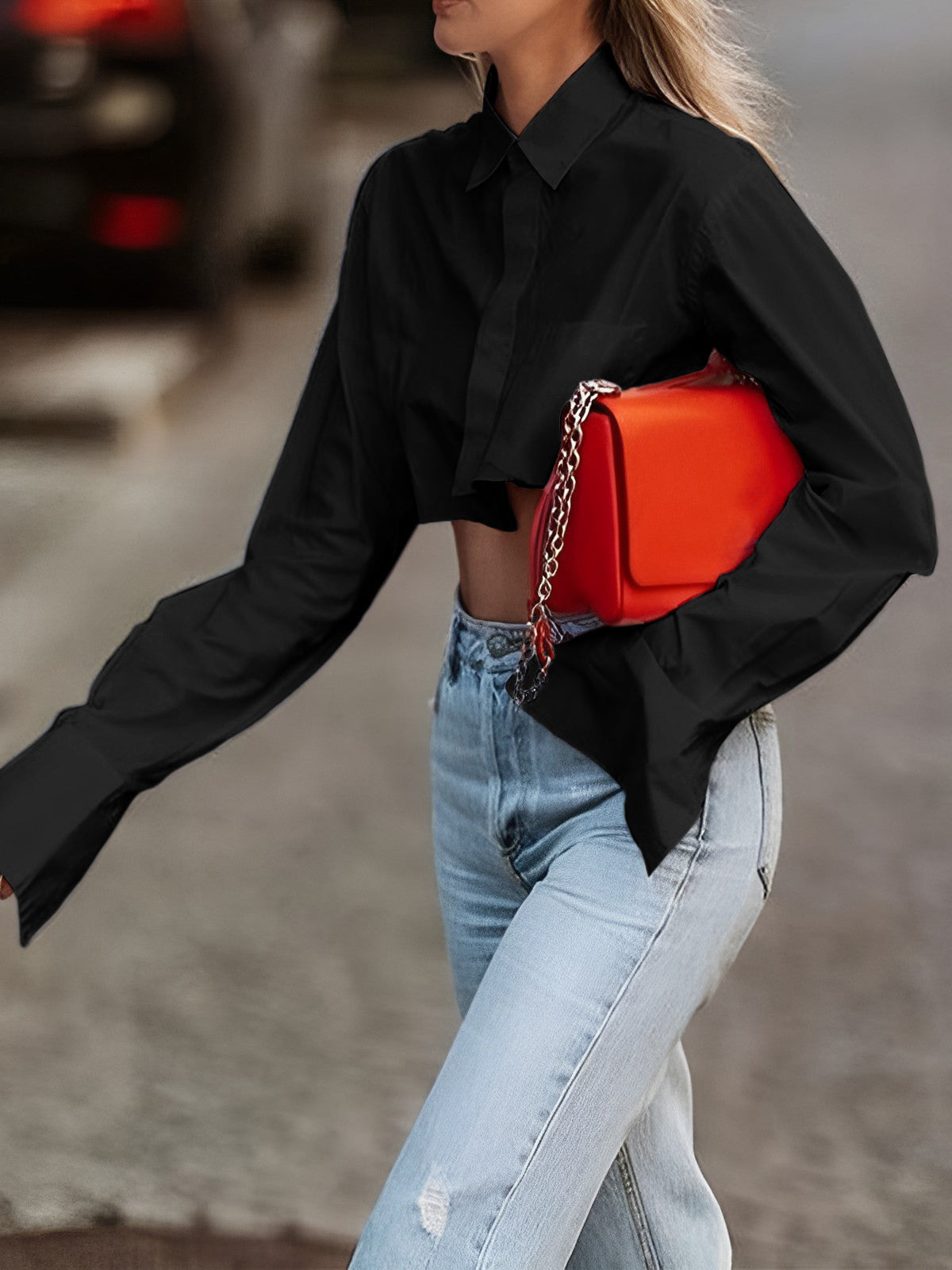 Fudus | Asymmetrisches Baumwoll Crop Hemd
