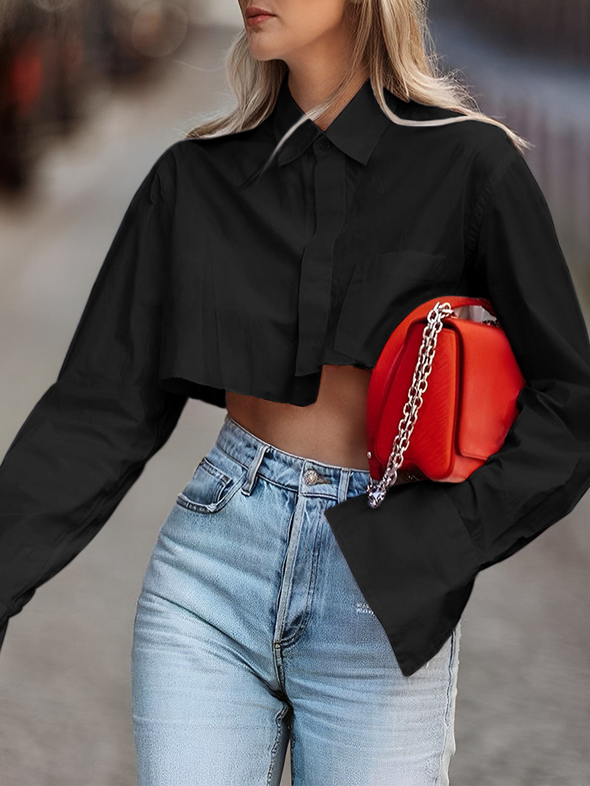 Fudus | Asymmetrisches Baumwoll Crop Hemd