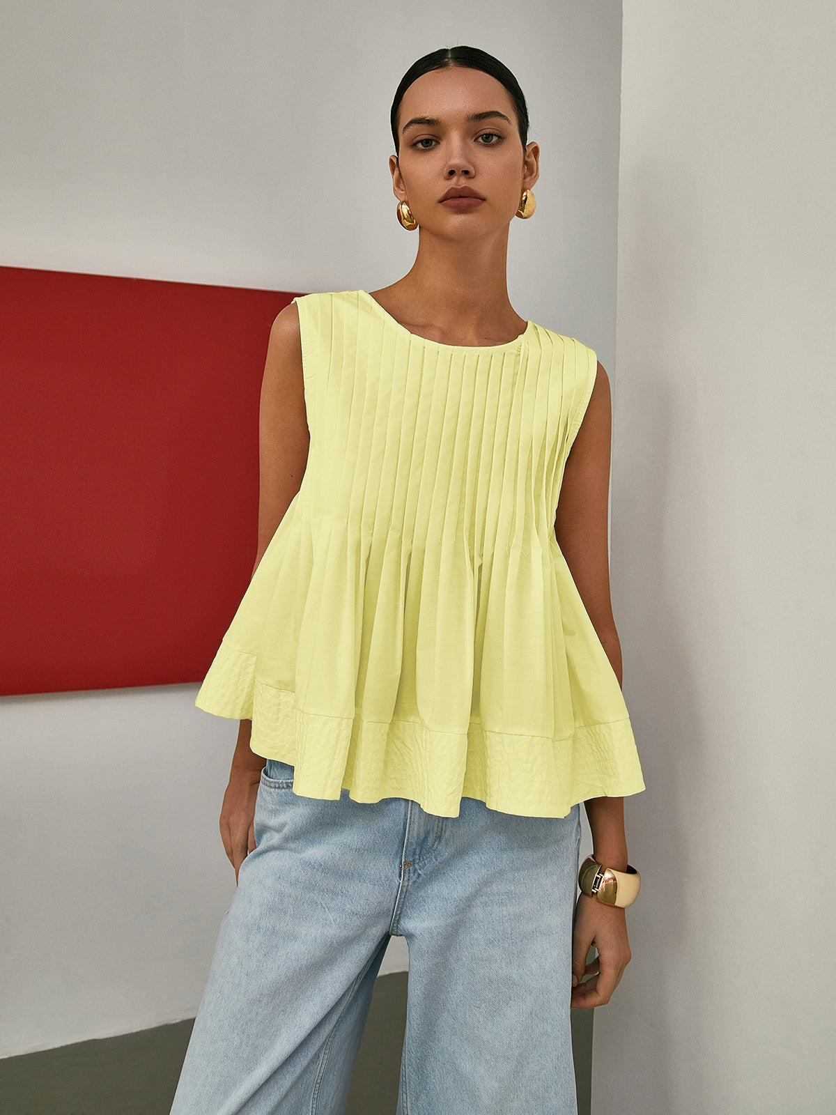 Fudus | Faltiger Peplum Ärmelloser Bluse