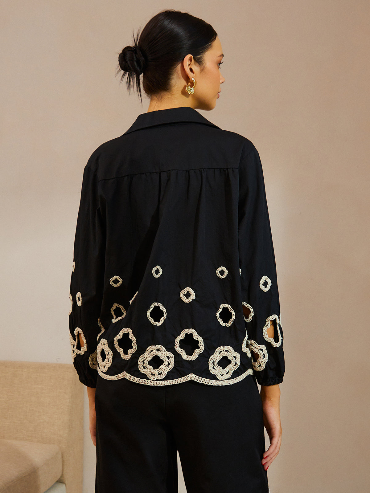 Fudus | Baumwolle Hohl Bestickte Bluse
