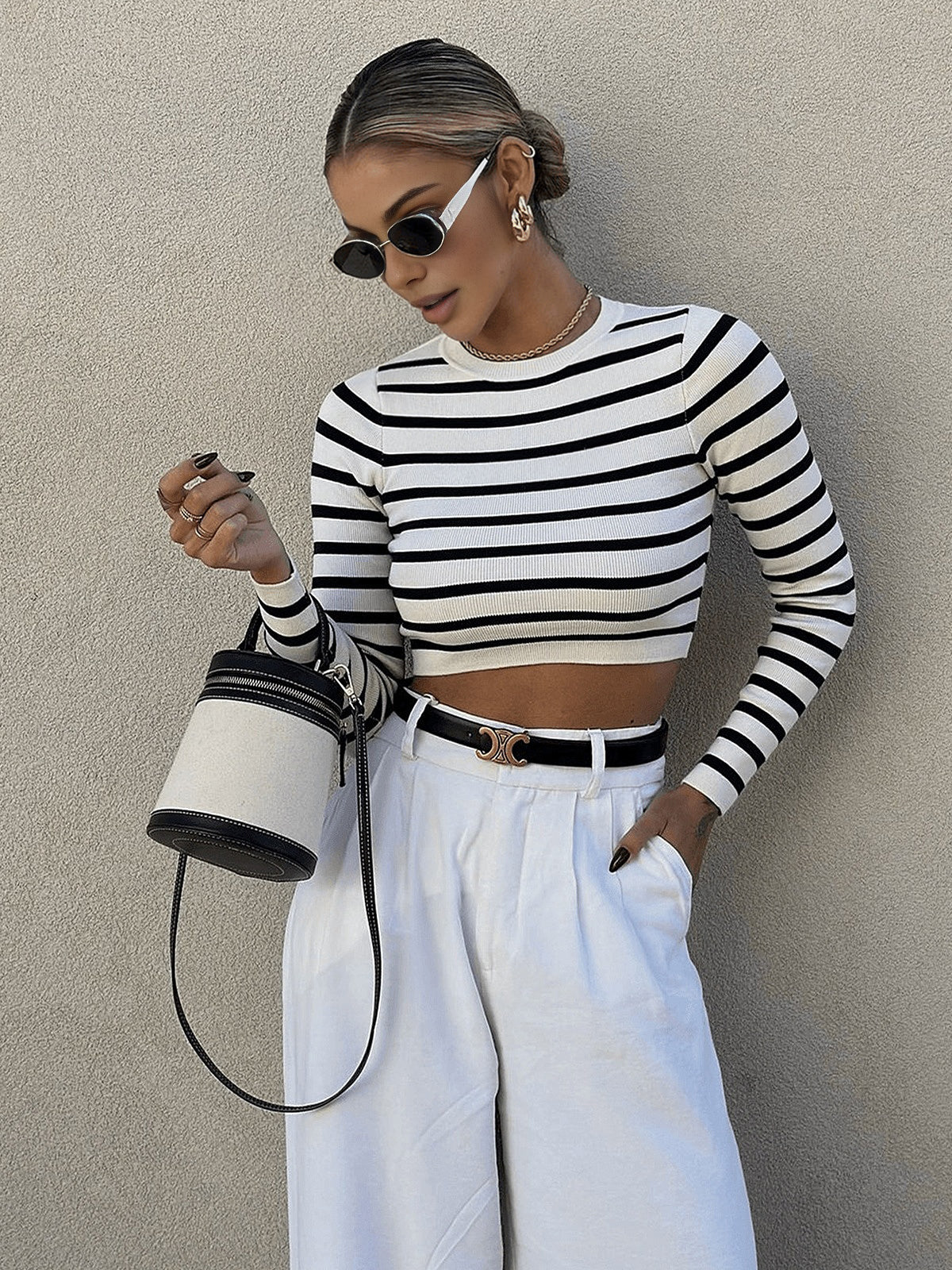 Fudus | Gestreiftes Crop Bodycon Stricktop