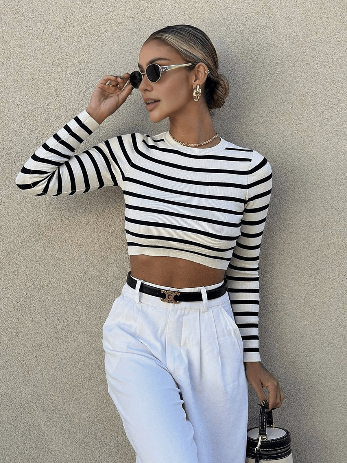 Fudus | Gestreiftes Crop Bodycon Stricktop