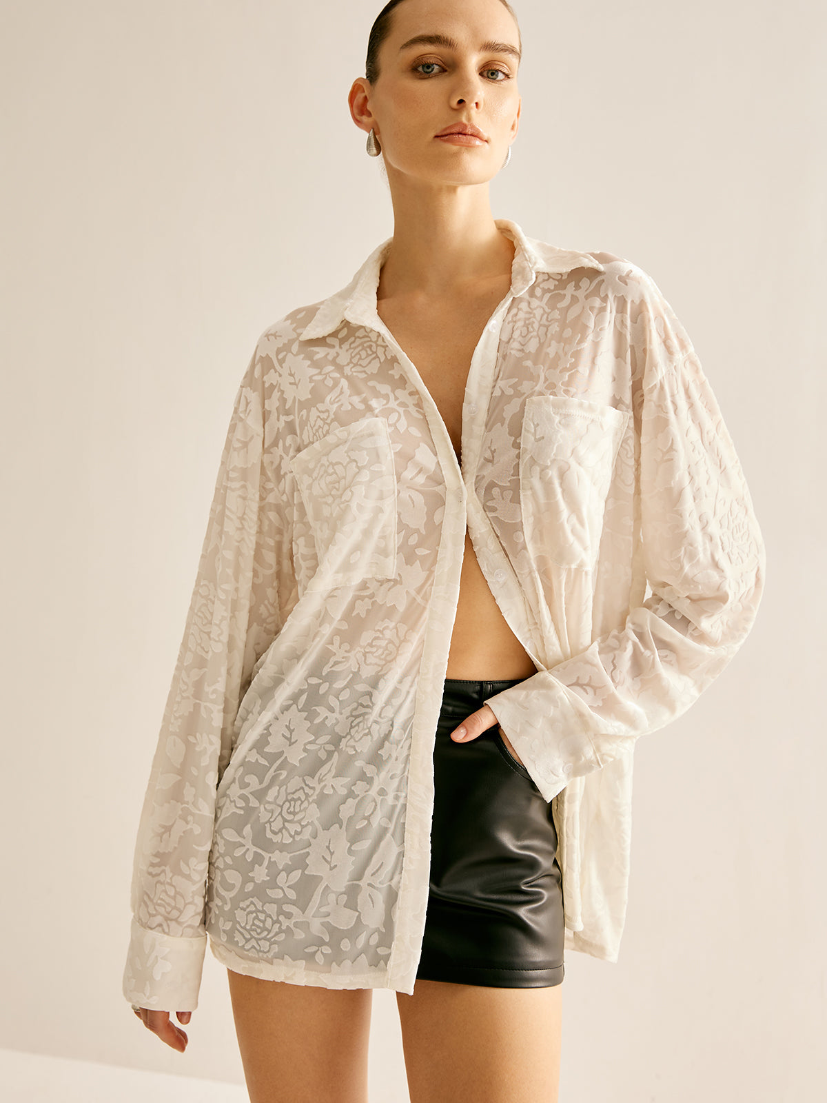 Fudus | Semi Sheer Jacquard Polohemd