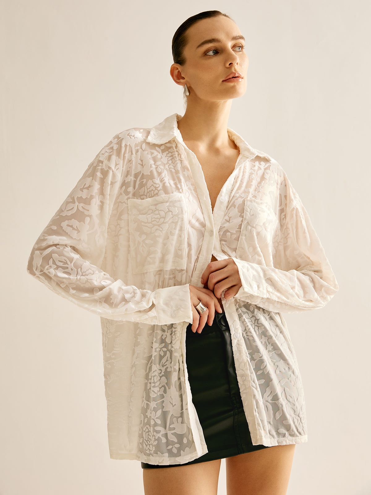 Fudus | Semi Sheer Jacquard Polohemd