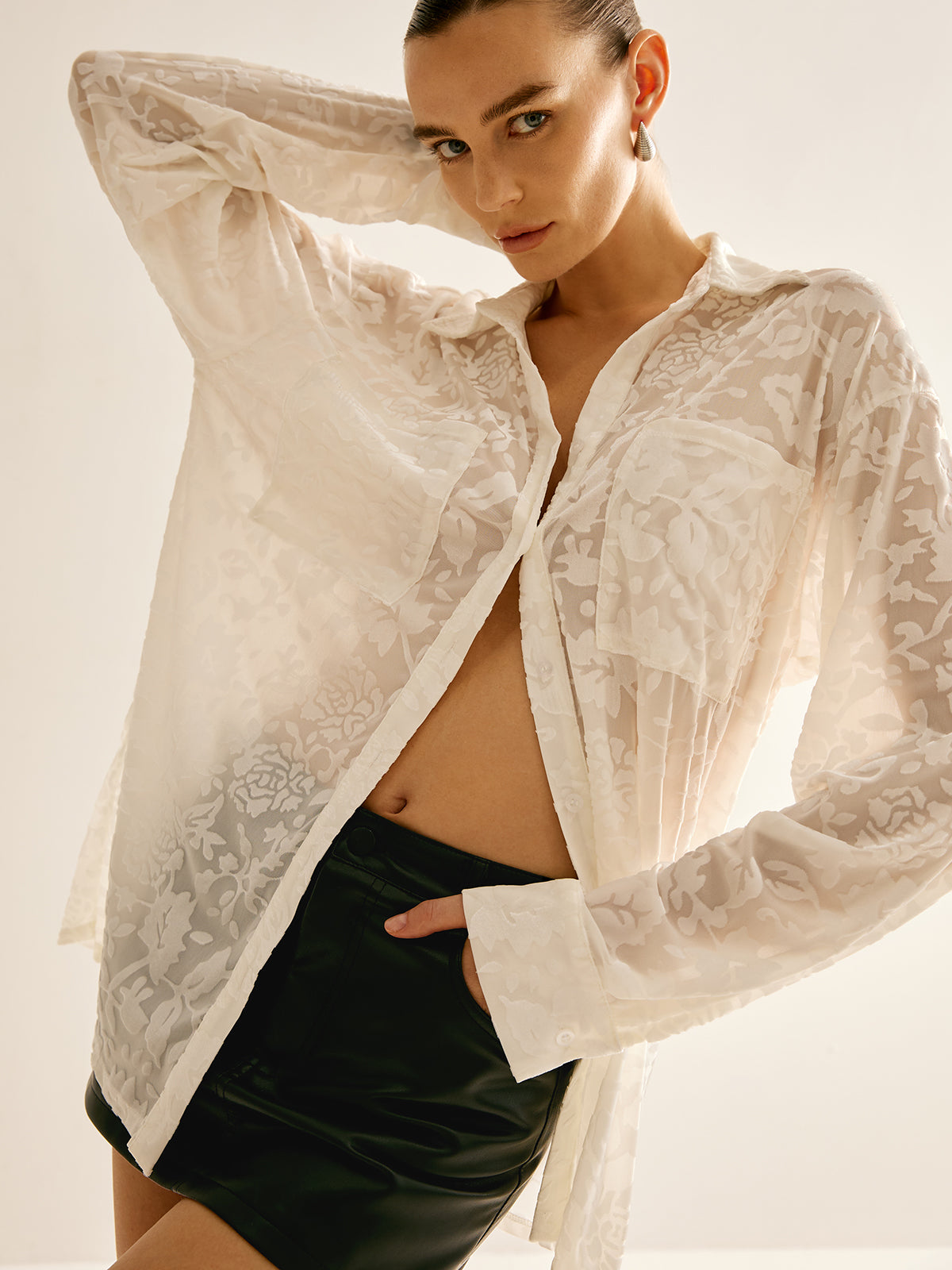 Fudus | Semi Sheer Jacquard Polohemd