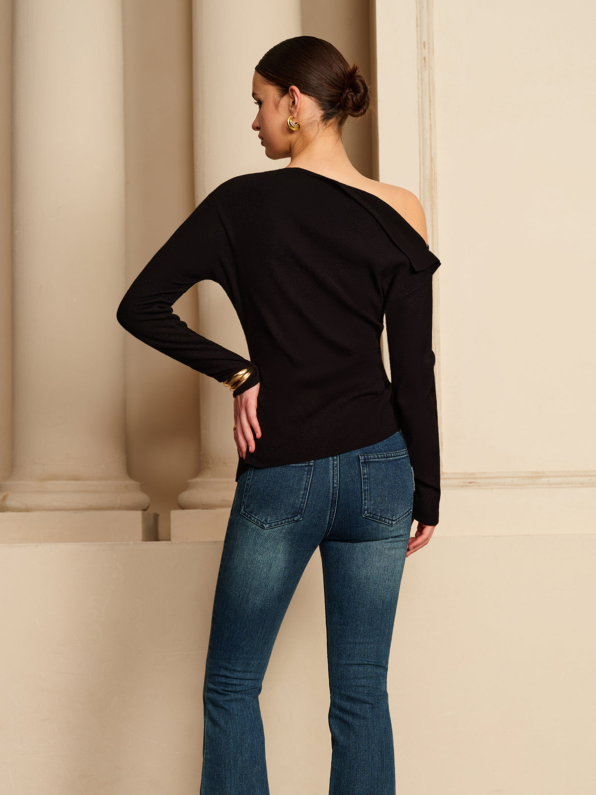 Fudus | Asymmetrisches Falten Stretch T-hemd