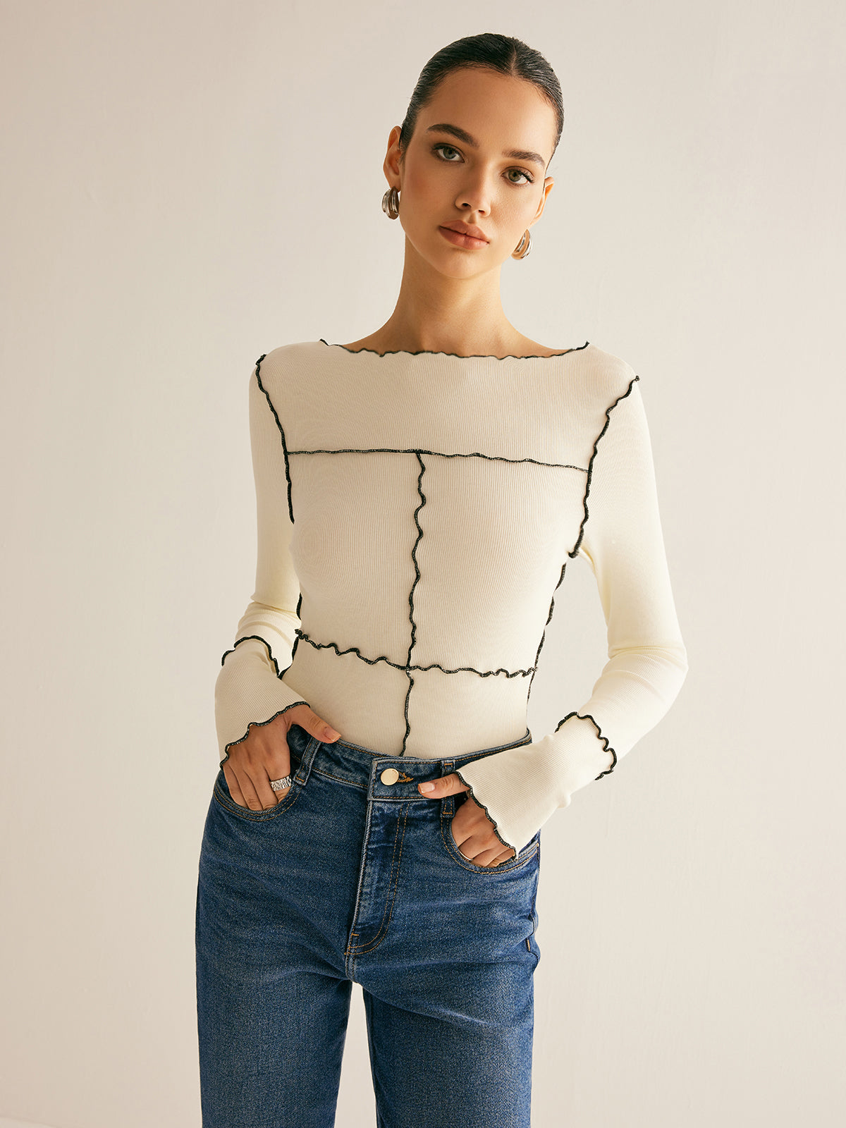 Fudus | Lettuce Trim Langarm Slim T-hemd