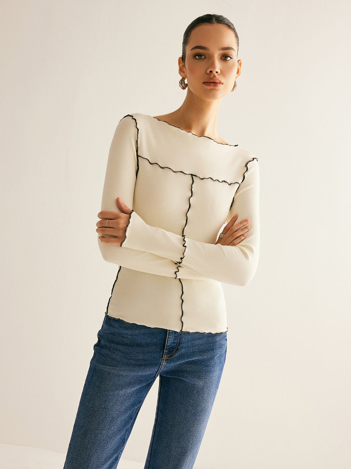 Fudus | Lettuce Trim Langarm Slim T-hemd