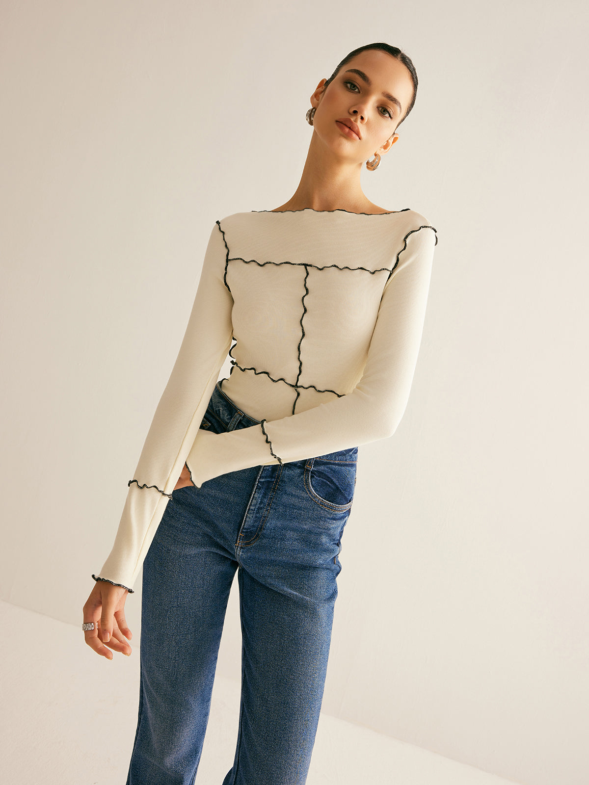 Fudus | Lettuce Trim Langarm Slim T-hemd