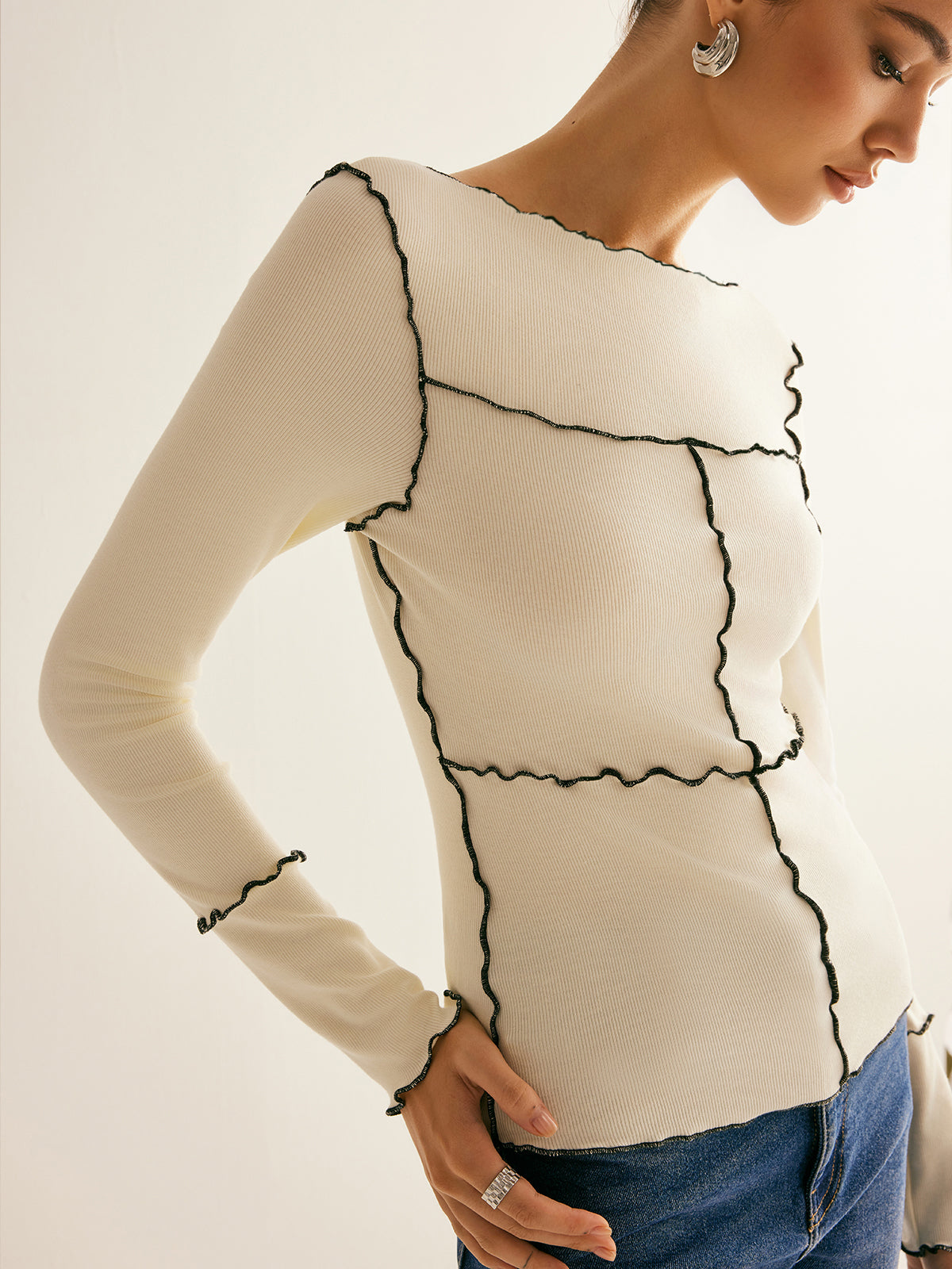 Fudus | Lettuce Trim Langarm Slim T-hemd
