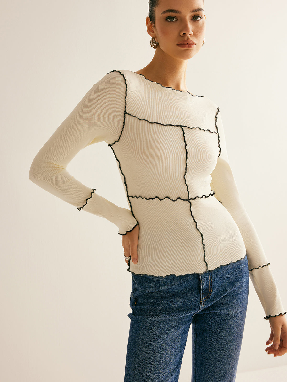 Fudus | Lettuce Trim Langarm Slim T-hemd
