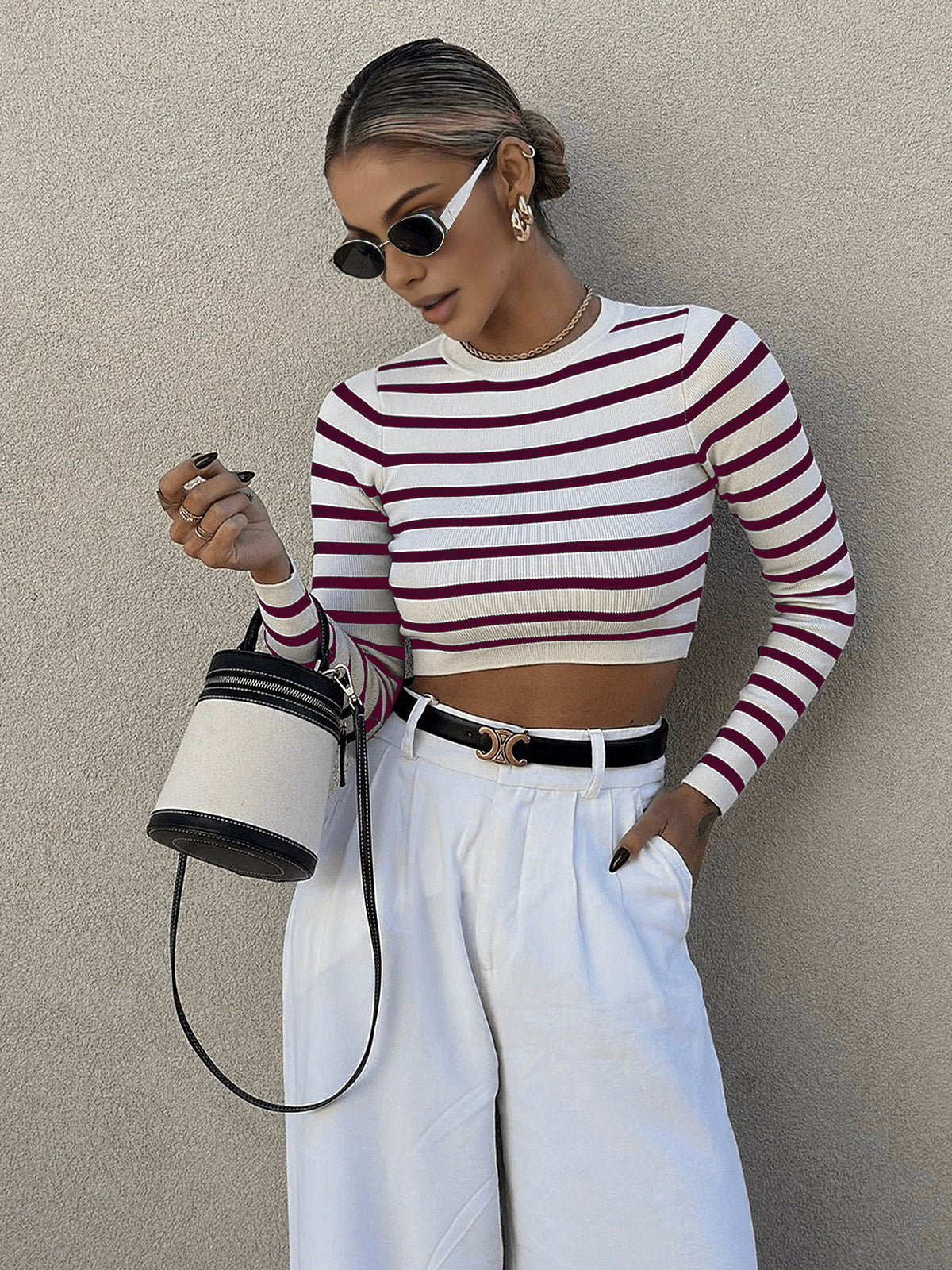 Fudus | Gestreiftes Crop Bodycon Stricktop
