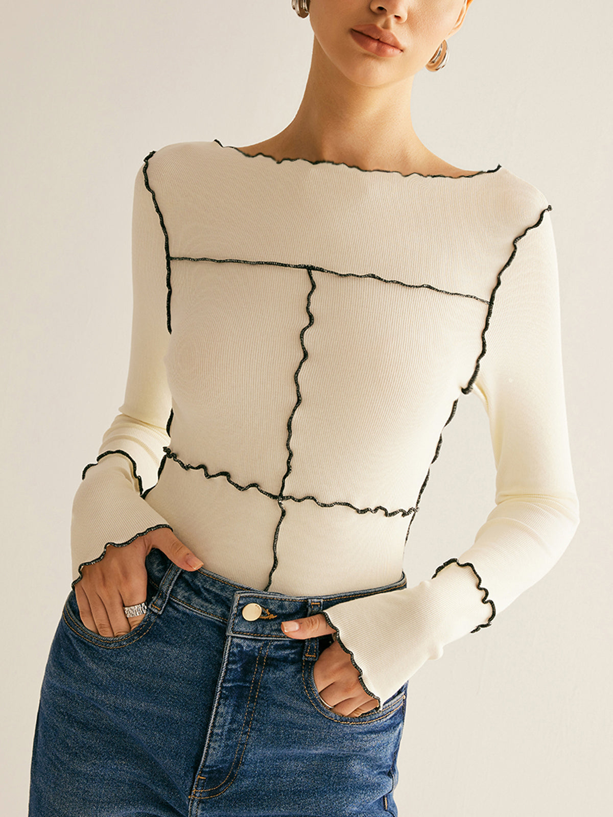 Fudus | Lettuce Trim Langarm Slim T-hemd
