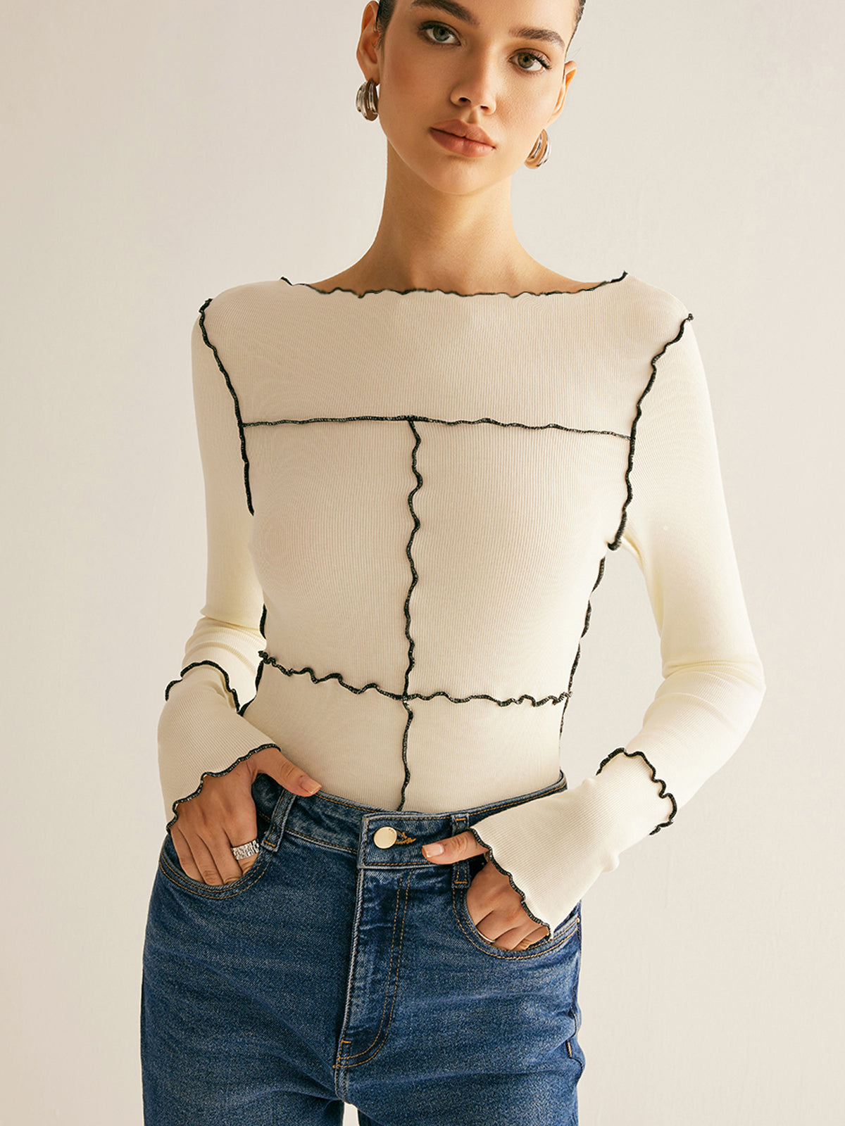 Fudus | Lettuce Trim Langarm Slim T-hemd
