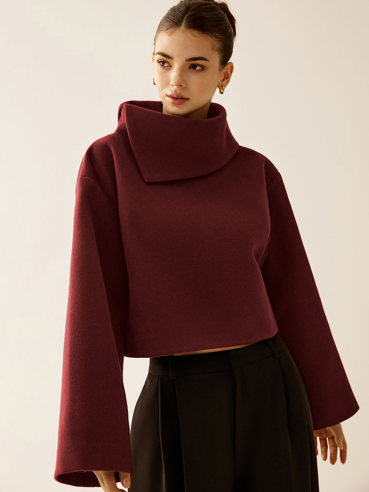 Fudus | Einfaches Rollkragen Tweed Oberteil