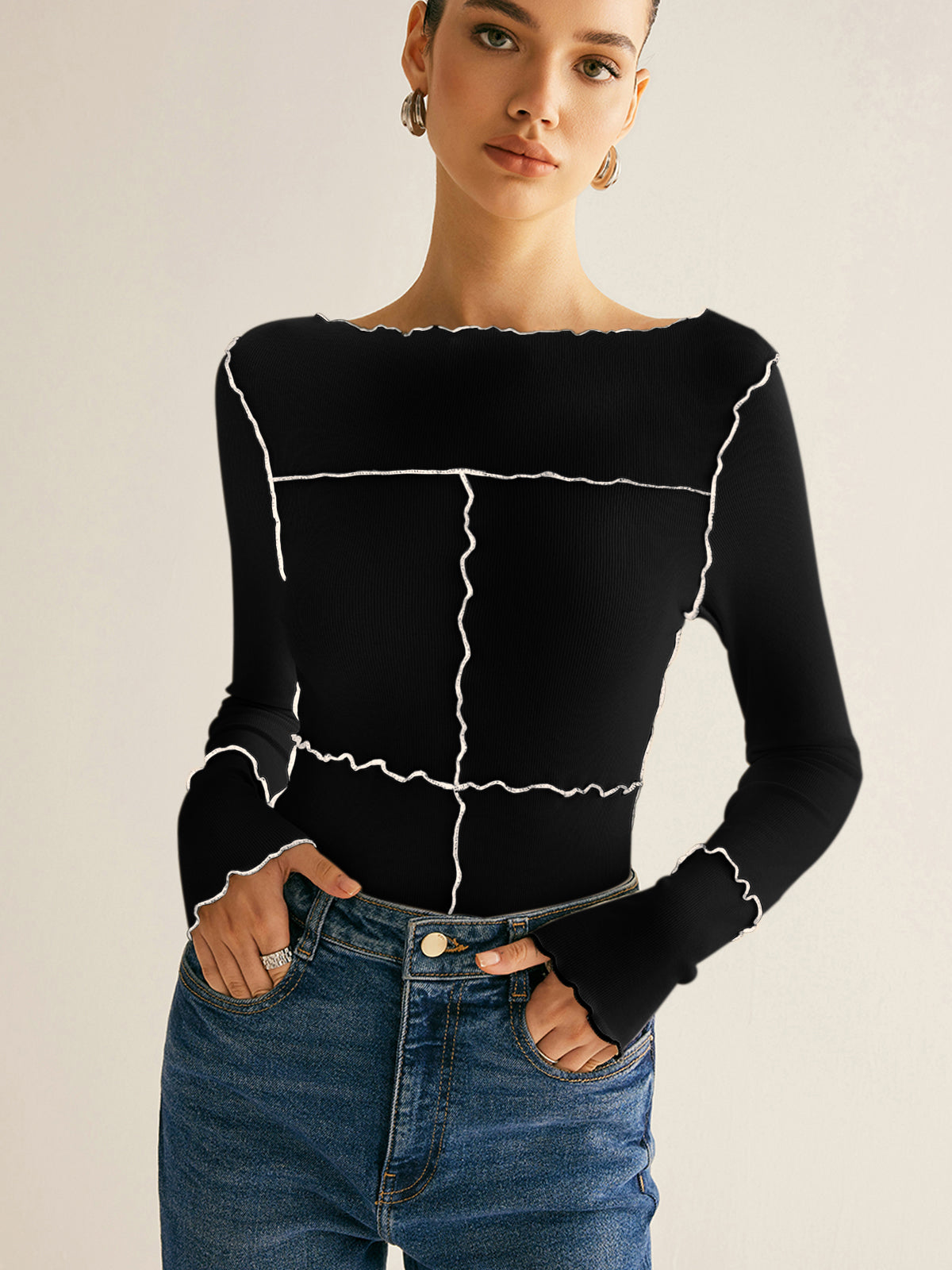 Fudus | Lettuce Trim Langarm Slim T-hemd