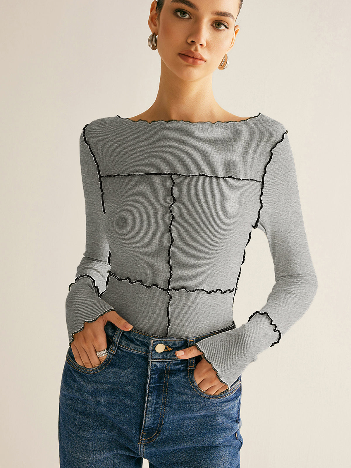 Fudus | Lettuce Trim Langarm Slim T-hemd