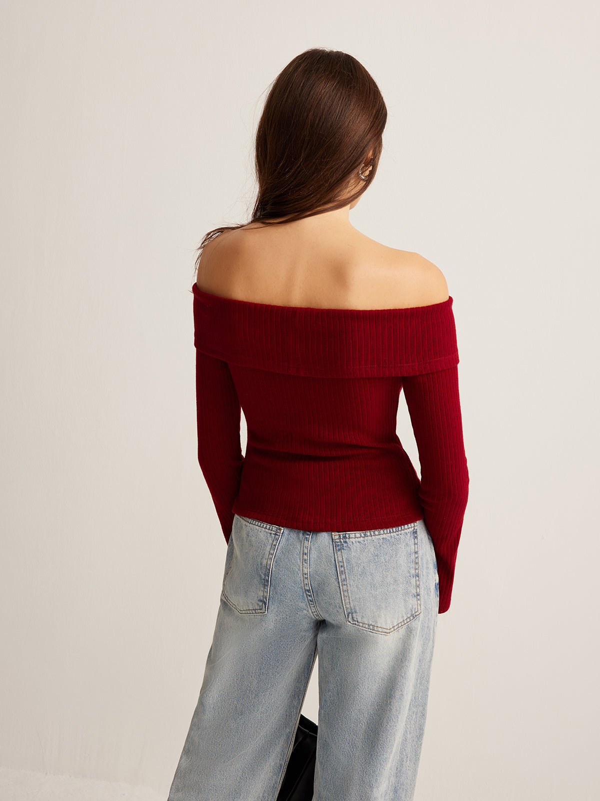 Fudus | Schulterfreies Ripp Slim Top