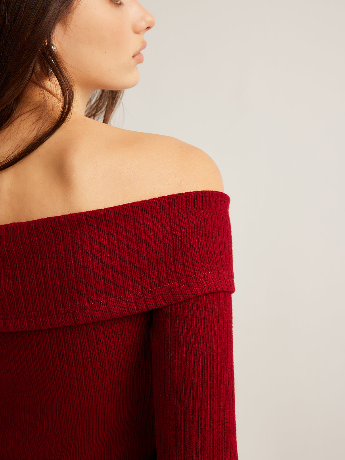 Fudus | Schulterfreies Ripp Slim Top