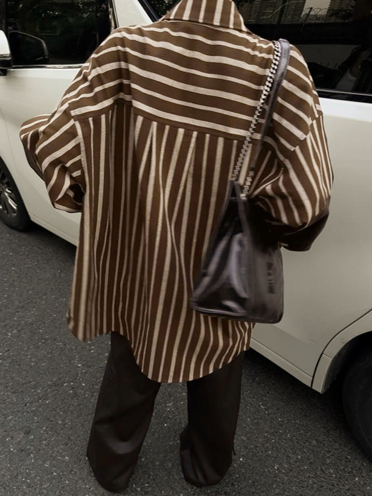 Fudus | Übergröße Baumwoll Panel Pinstripe Polohemd