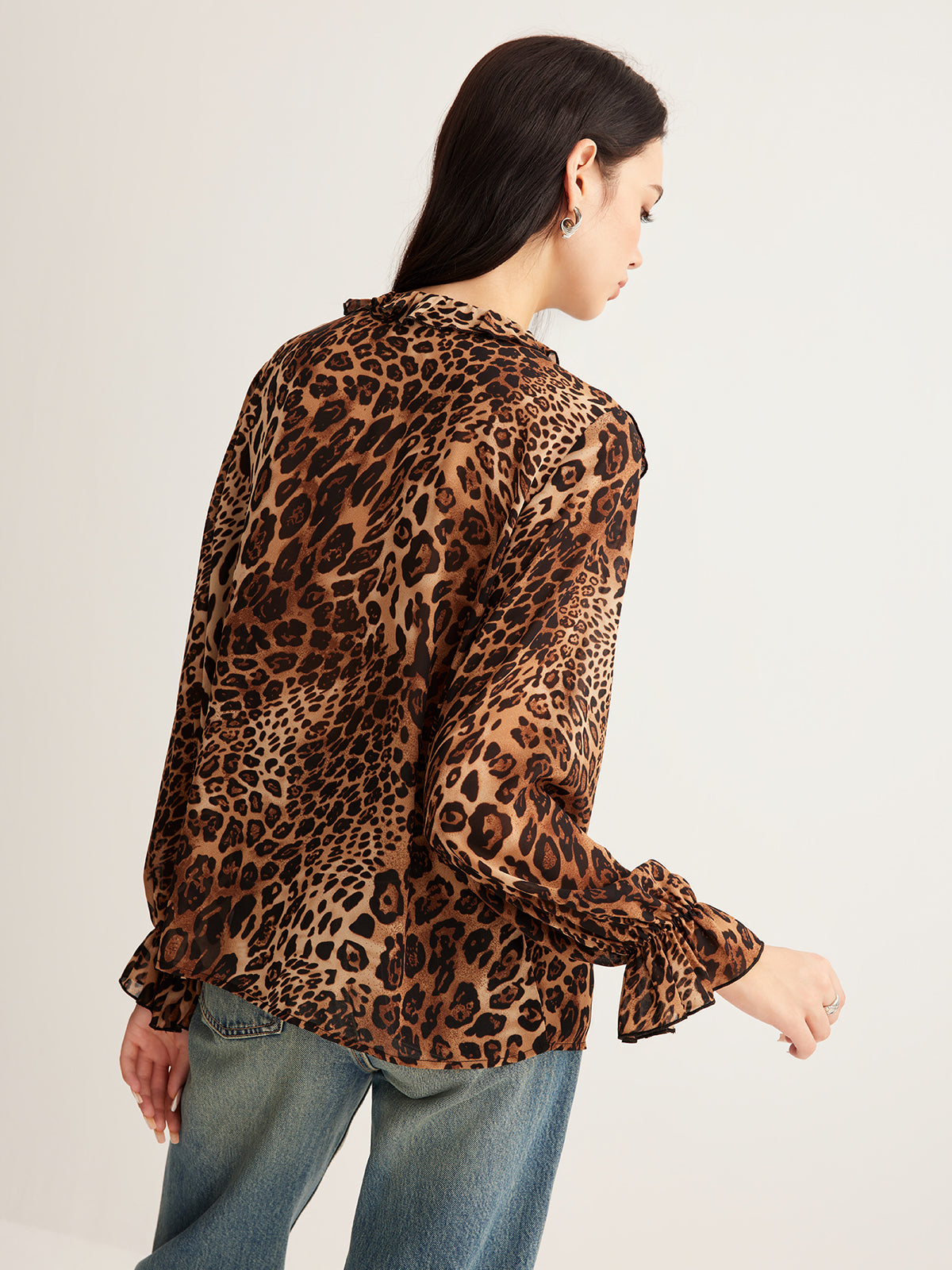 Fudus | Leopardenmuster Rüsch Bluse