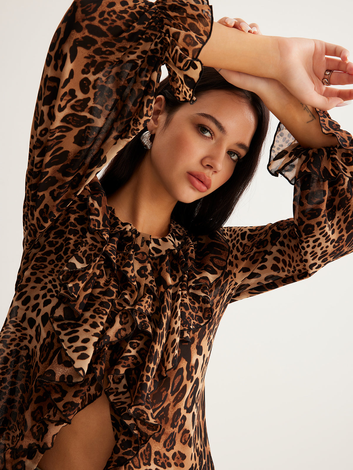 Fudus | Leopardenmuster Rüsch Bluse