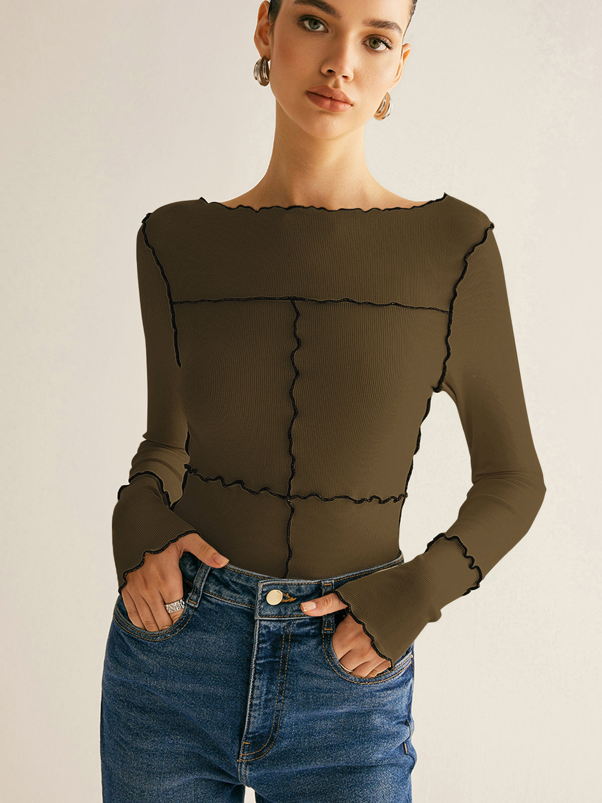 Fudus | Lettuce Trim Langarm Slim T-hemd