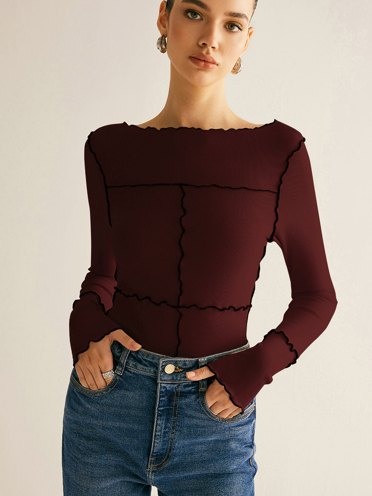 Fudus | Lettuce Trim Langarm Slim T-hemd