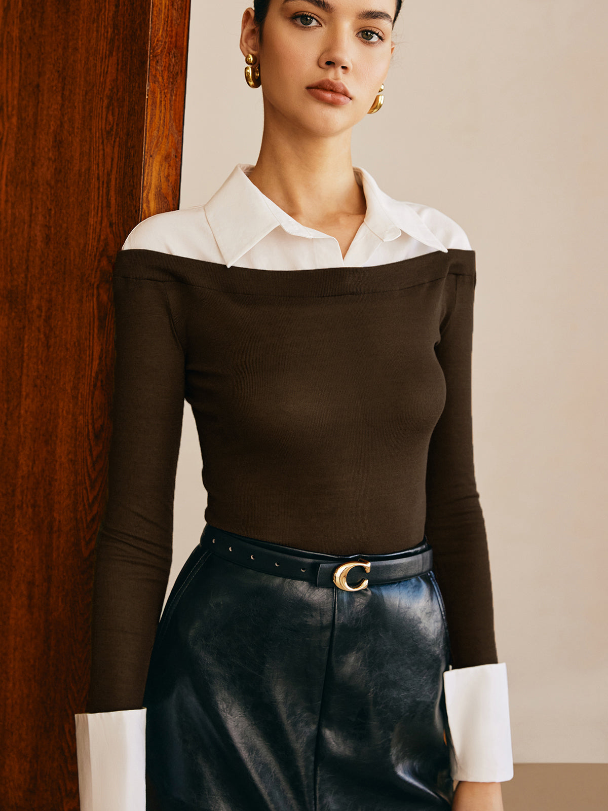 Fudus | Semi Transparente Paneel Jersey Slim Top