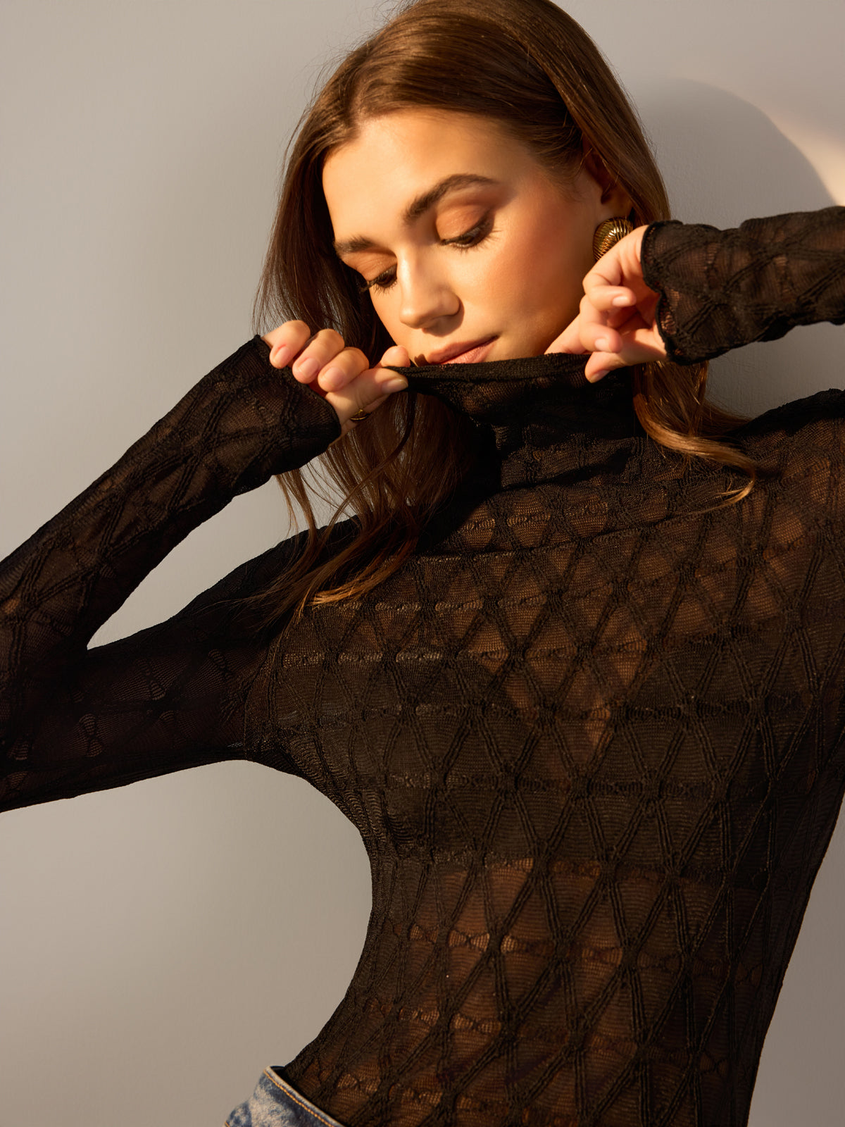 Fudus | Salat Trim Semi Transparent Texturiertes T-hemd