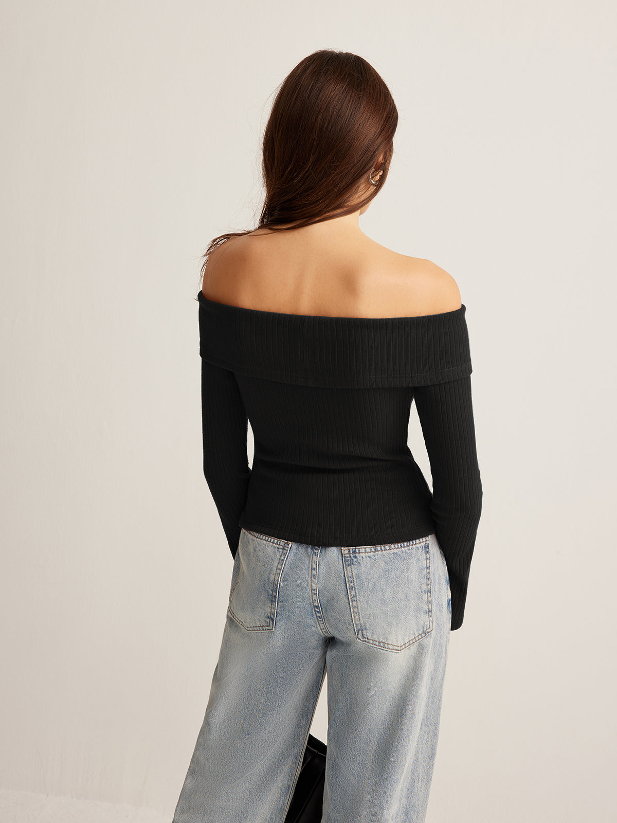 Fudus | Schulterfreies Ripp Slim Top