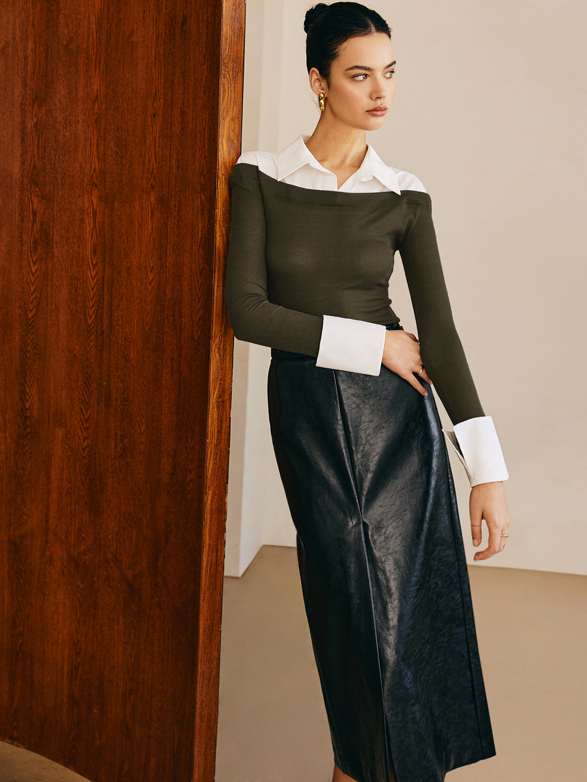 Fudus | Semi Transparente Paneel Jersey Slim Top