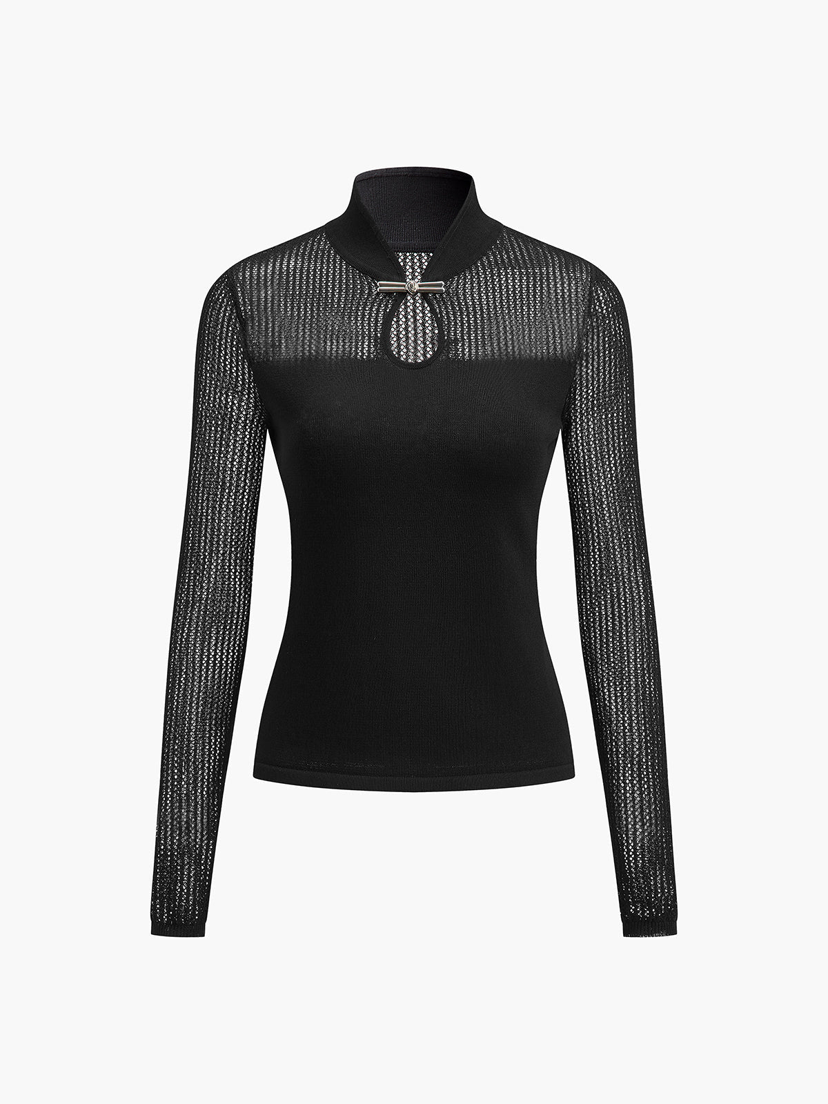 Fudus | Schlüsselloch Ausschnitt Semi Sheer Stricktop