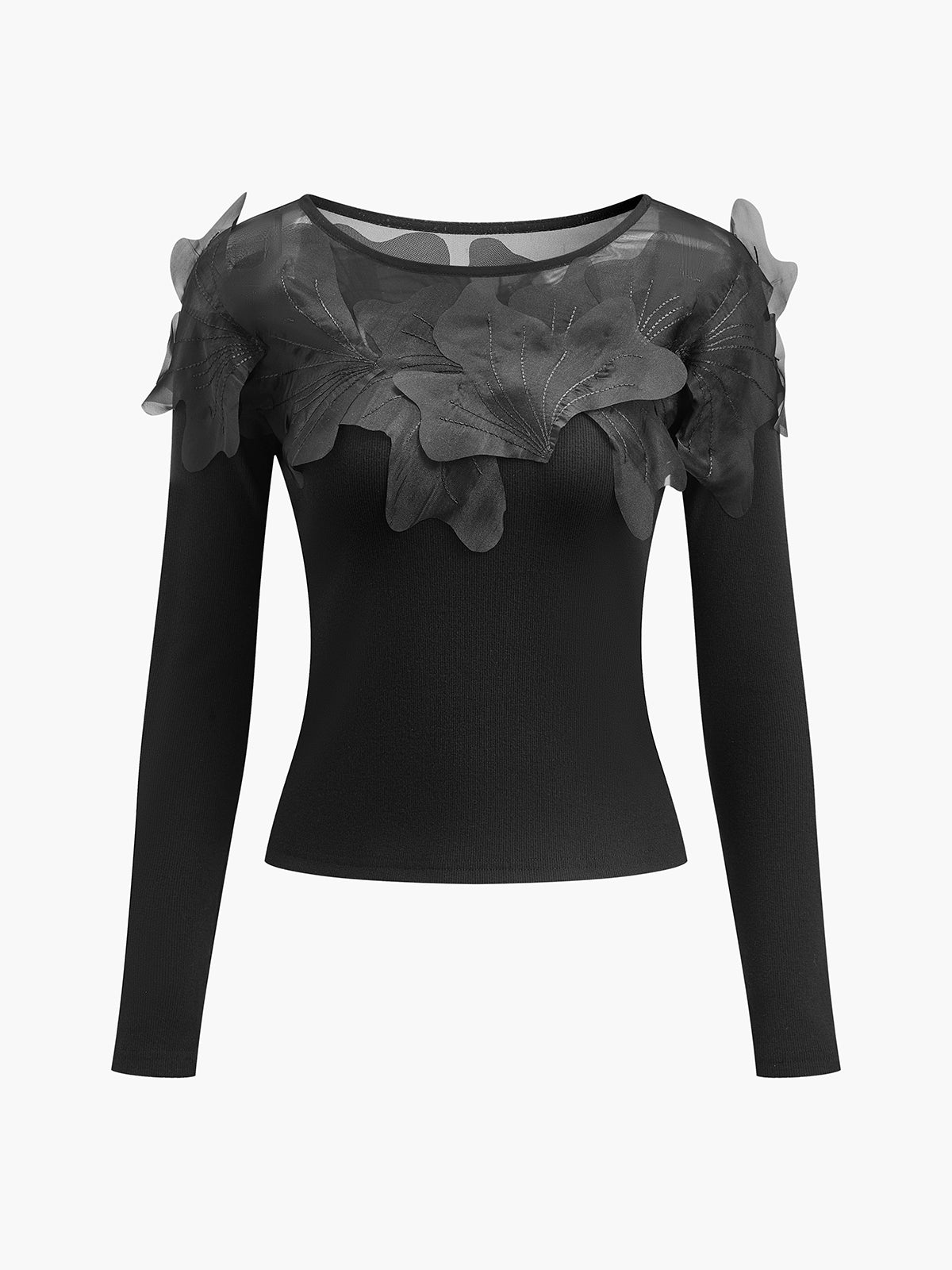 Fudus | Semi Transparent Blumene Dekor Slim Bluse