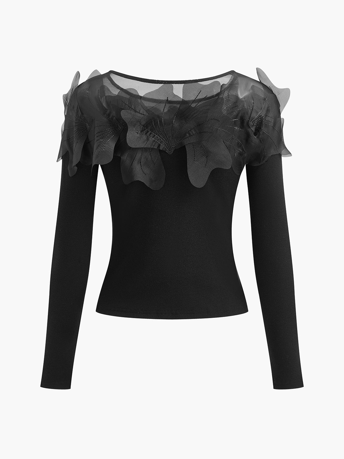 Fudus | Semi Transparent Blumene Dekor Slim Bluse