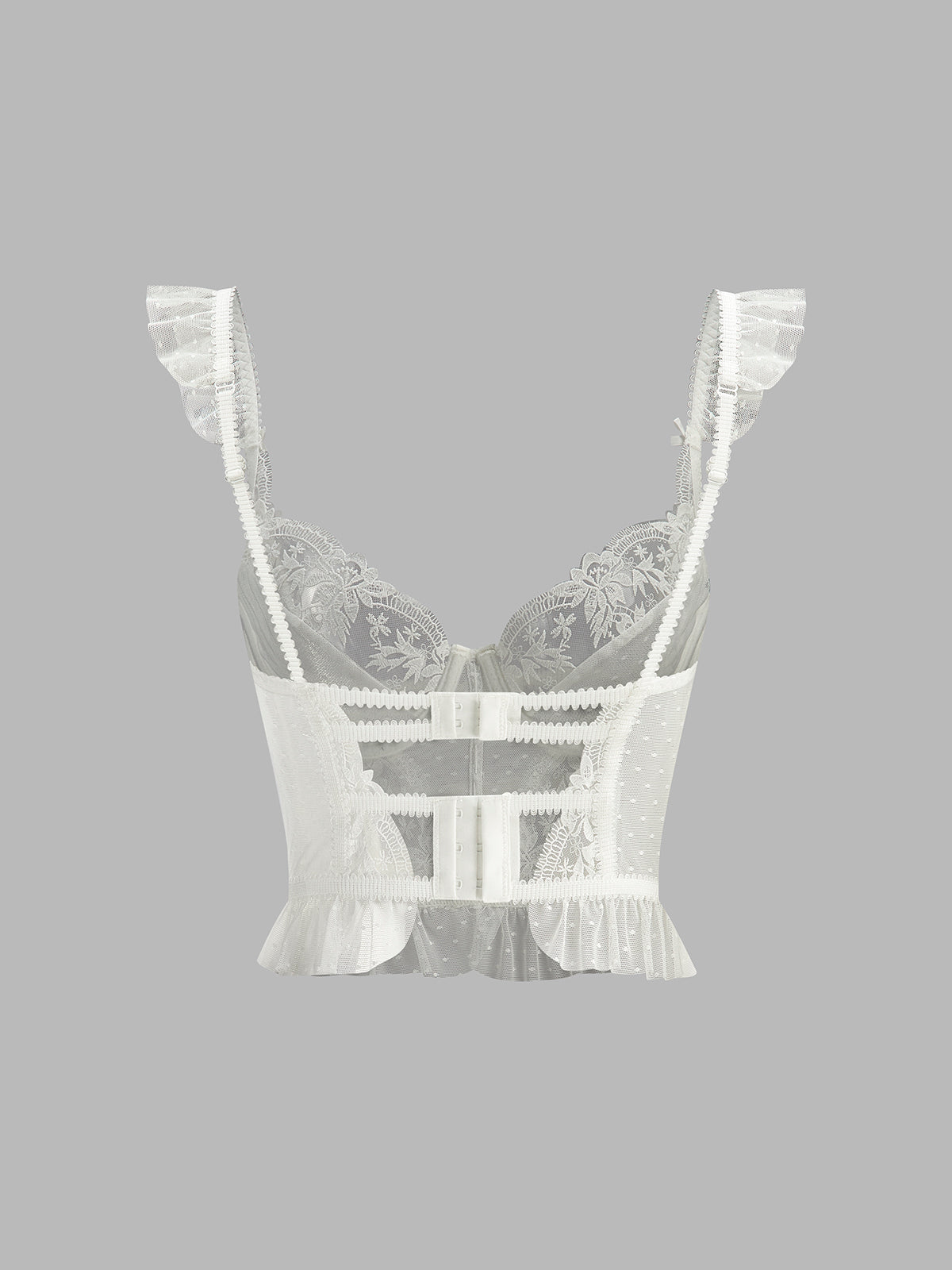 Fudus | Blumen Spitze Mesh Korsatzt Cropped Top