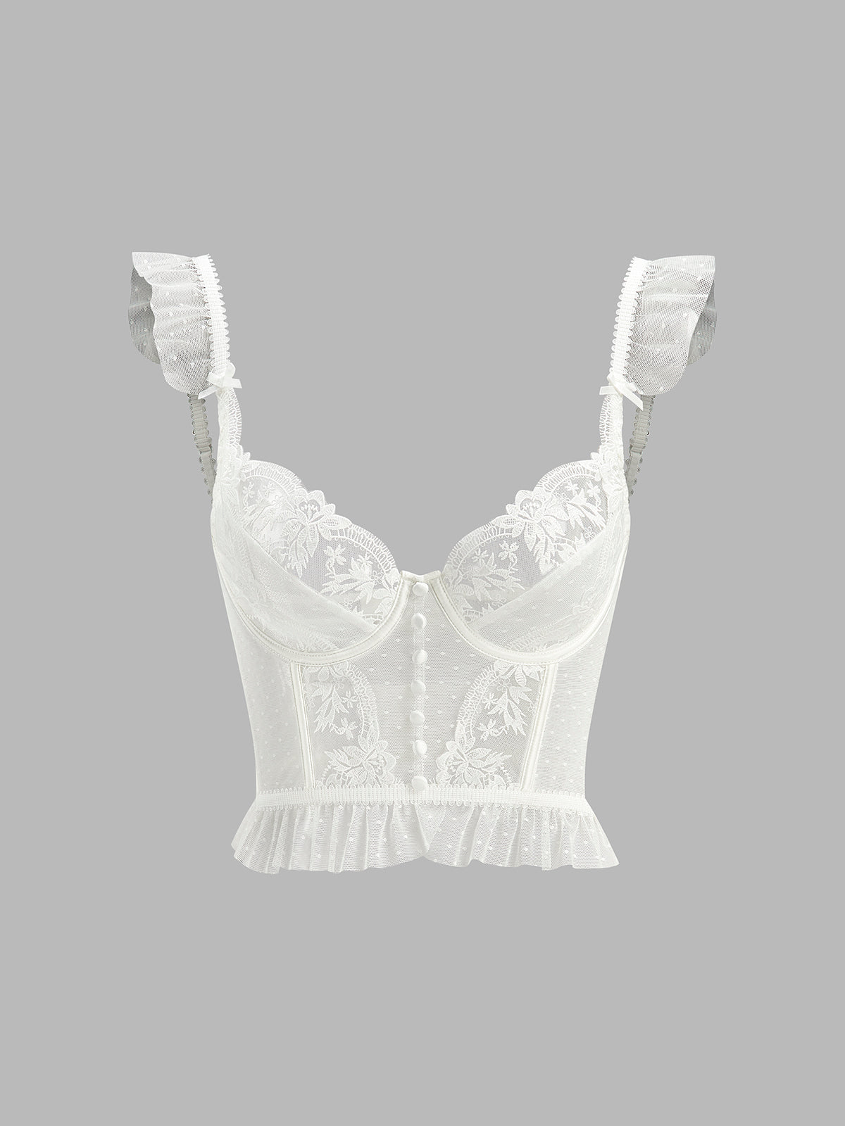 Fudus | Blumen Spitze Mesh Korsatzt Cropped Top