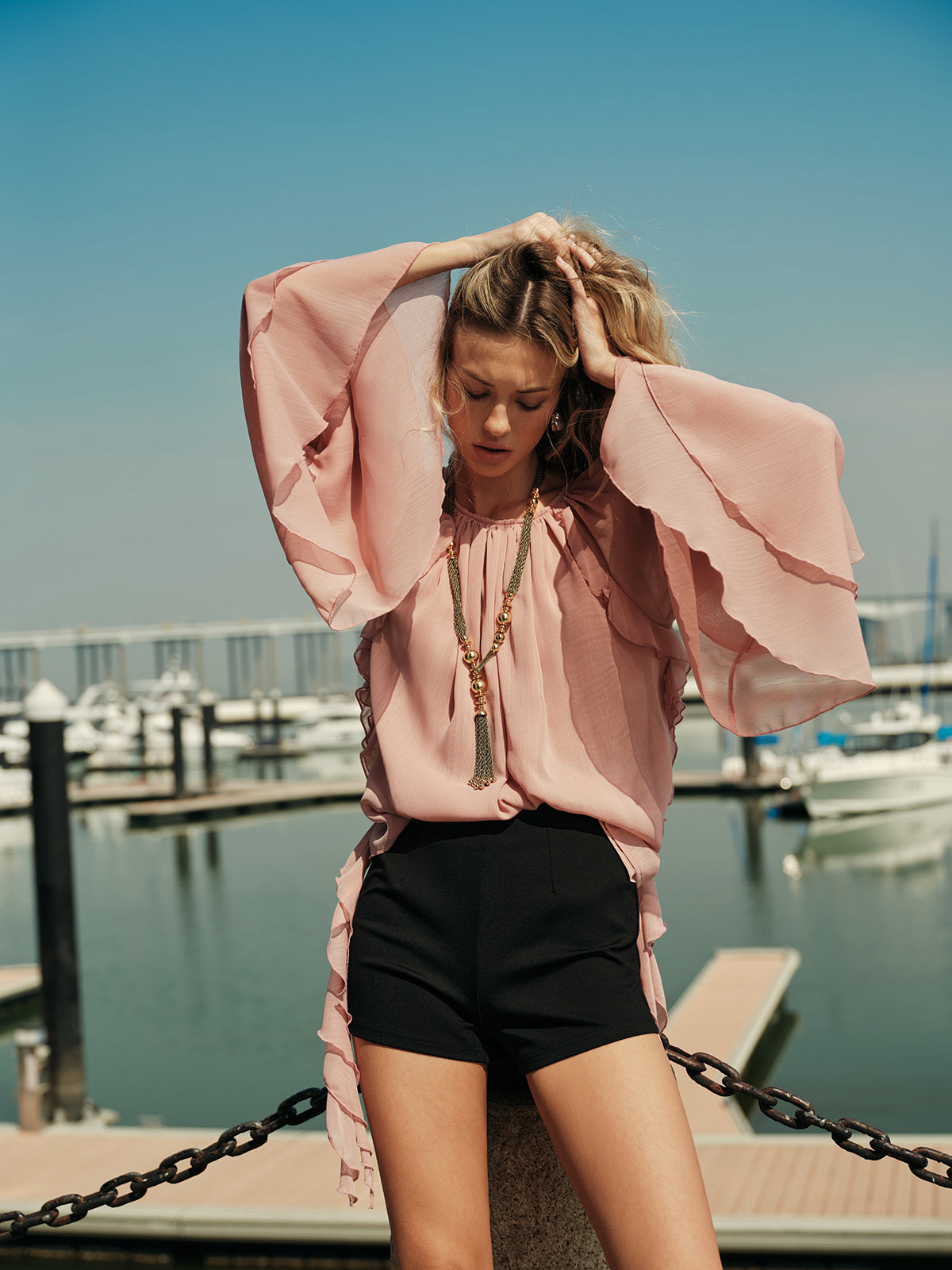 Fudus | Chiffon Rüschensleeve Bluse