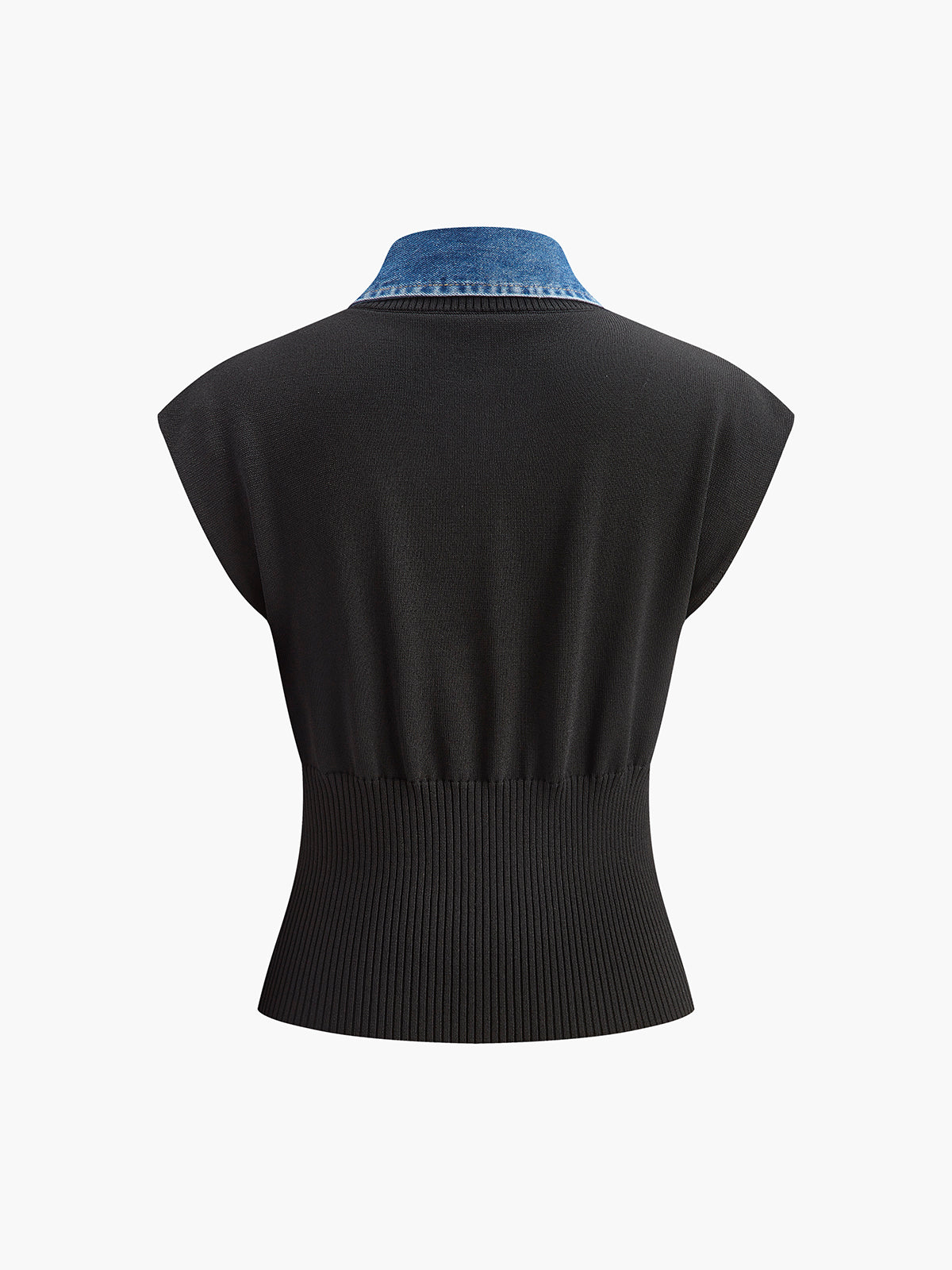 Fudus | Denim Kragen Rippstrickoberteil