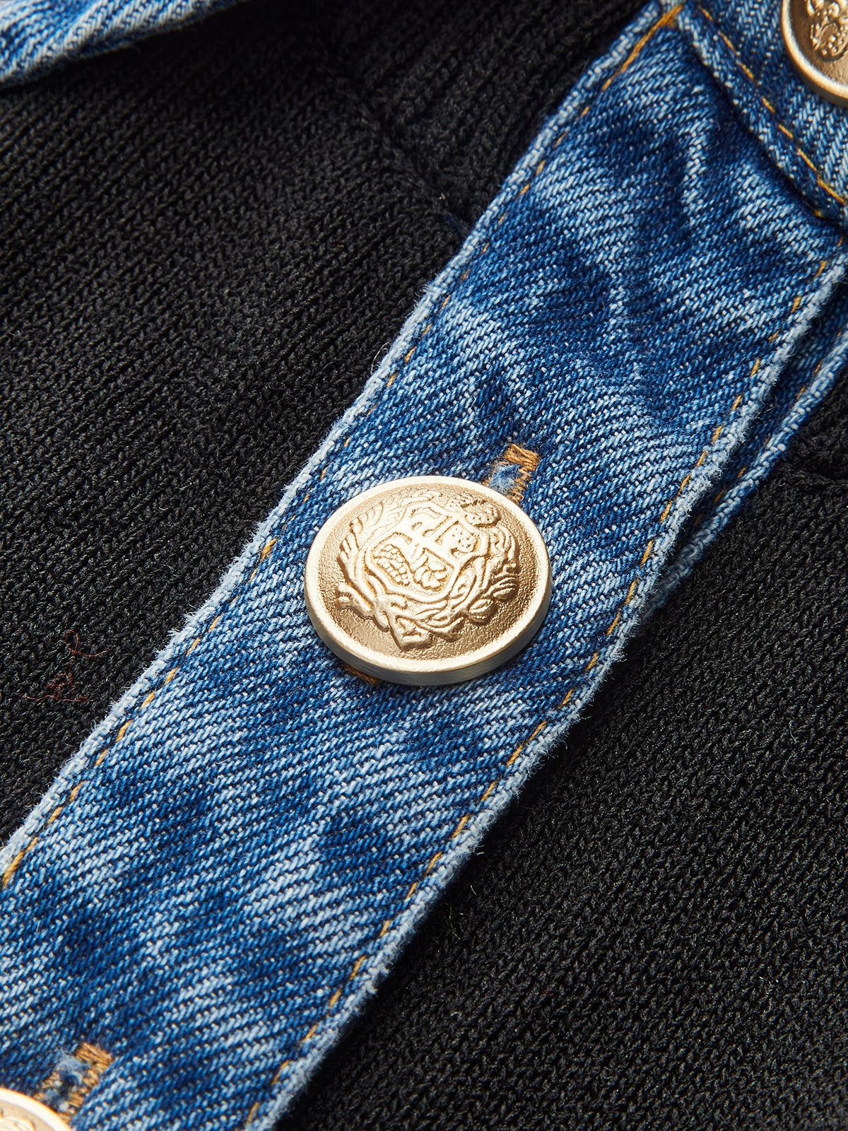 Fudus | Denim Kragen Rippstrickoberteil