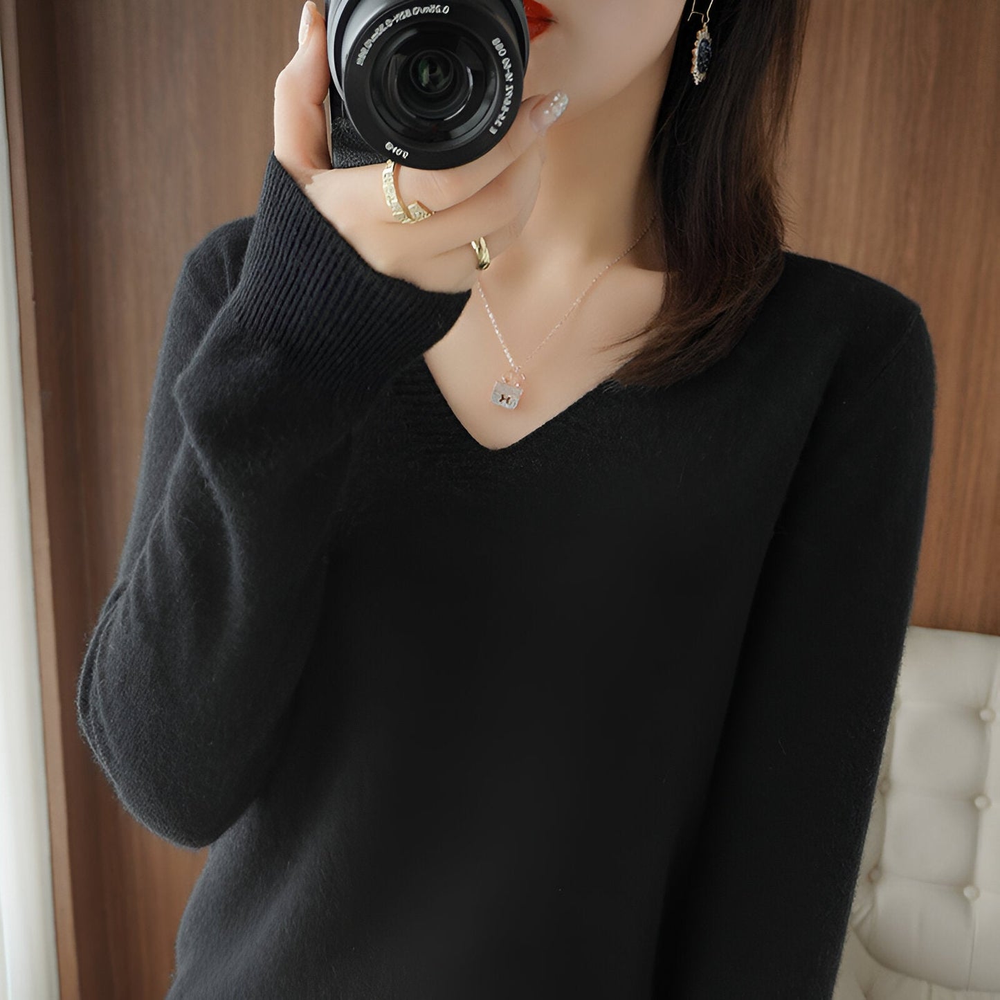 Ika | Gemütlicher V-Ausschnitt Strickpullover