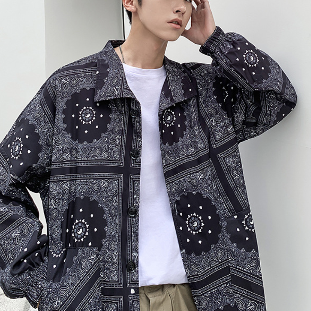 Nev - Stylische langärmelige Herrenjacke mit schönem Paisley-Motiv